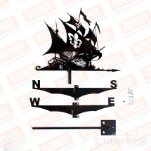 Флюгер BORGE Корабль, 460х410мм, чёрный (RAL 9005 matt)