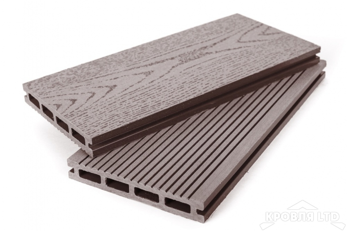 Террасная доска GRAND LINE серия Вельвет и теснение цвет Шоколад 22×140×3000